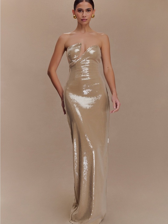 Meshki Dresses & Skirts - Meshki Strapless Sequin Gown in Gold